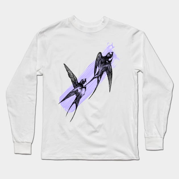 swallows Long Sleeve T-Shirt by Lesja Gost art